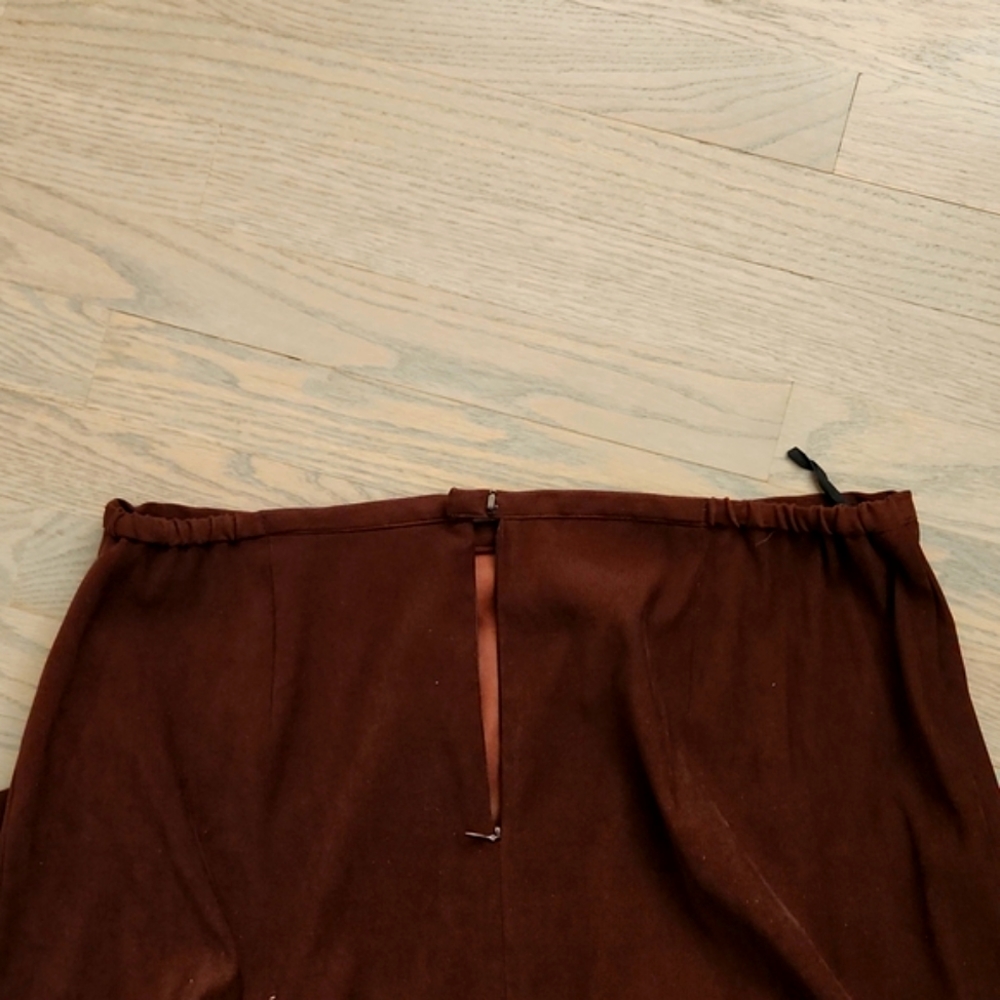 Vintage Norton Studio Faux Suede Chocolate Brown Skirt Size 18 - Picture 3 of 4